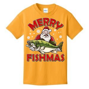 Merry Fishmas Christmas Fish Santa Kids T-Shirt