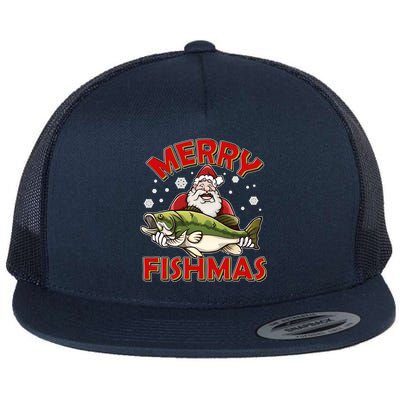 Merry Fishmas Christmas Fish Santa Flat Bill Trucker Hat