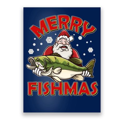 Merry Fishmas Christmas Fish Santa Poster