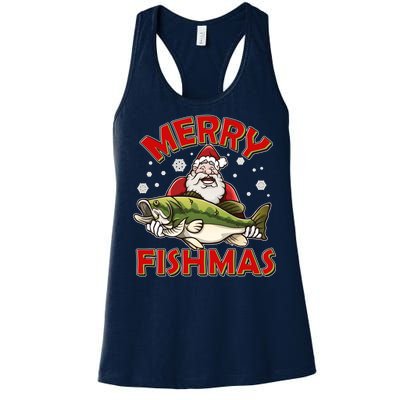 Merry Fishmas Christmas Fish Santa Women's Racerback Tank