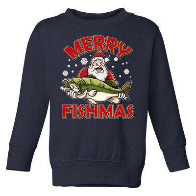 Merry Fishmas Christmas Fish Santa Toddler Sweatshirt