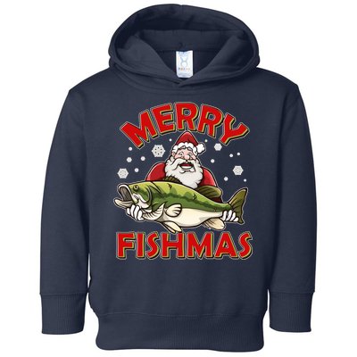 Merry Fishmas Christmas Fish Santa Toddler Hoodie