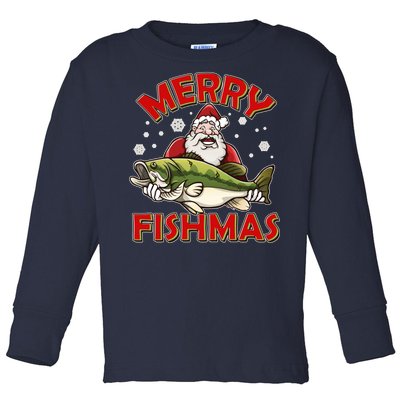 Merry Fishmas Christmas Fish Santa Toddler Long Sleeve Shirt