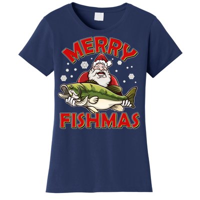 Merry Fishmas Christmas Fish Santa Women's T-Shirt