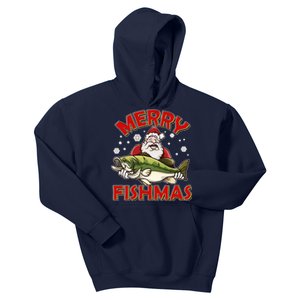 Merry Fishmas Christmas Fish Santa Kids Hoodie