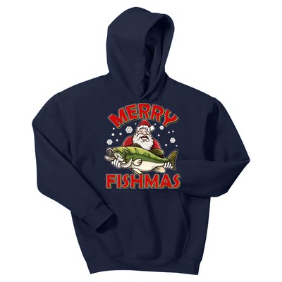 Merry Fishmas Christmas Fish Santa Kids Hoodie