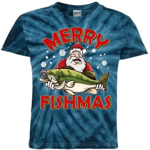 Merry Fishmas Christmas Fish Santa Kids Tie-Dye T-Shirt