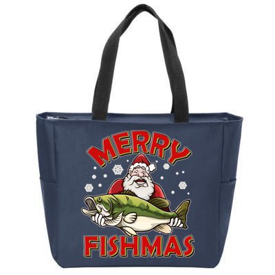 Merry Fishmas Christmas Fish Santa Zip Tote Bag