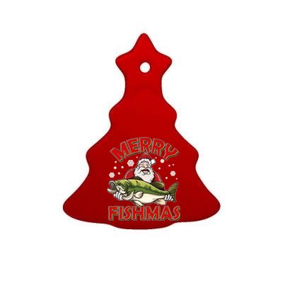 Merry Fishmas Christmas Fish Santa Ceramic Tree Ornament