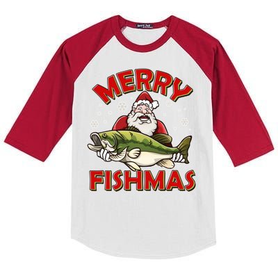 Merry Fishmas Christmas Fish Santa Kids Colorblock Raglan Jersey