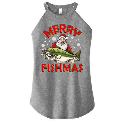 Merry Fishmas Christmas Fish Santa Women's Perfect Tri Rocker Tank