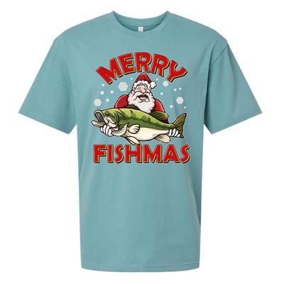 Merry Fishmas Christmas Fish Santa Sueded Cloud Jersey T-Shirt