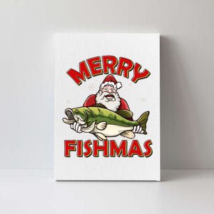 Merry Fishmas Christmas Fish Santa Canvas