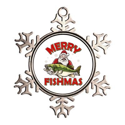 Merry Fishmas Christmas Fish Santa Metallic Star Ornament