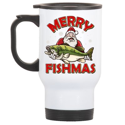 Merry Fishmas Christmas Fish Santa Stainless Steel Travel Mug