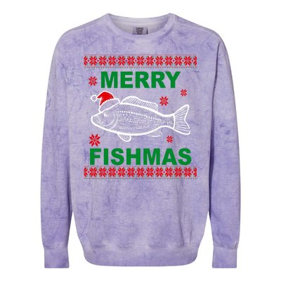 Merry Fishmas Ugly Christmas Colorblast Crewneck Sweatshirt