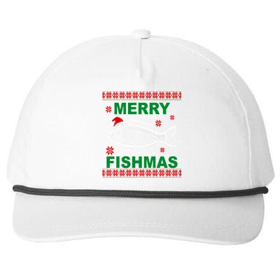 Merry Fishmas Ugly Christmas Snapback Five-Panel Rope Hat