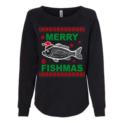 Merry Fishmas Ugly Christmas Womens California Wash Sweatshirt