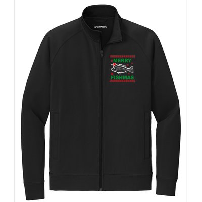 Merry Fishmas Ugly Christmas Stretch Full-Zip Cadet Jacket