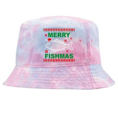 Merry Fishmas Ugly Christmas Tie-Dyed Bucket Hat