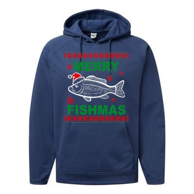 Merry Fishmas Ugly Christmas Performance Fleece Hoodie