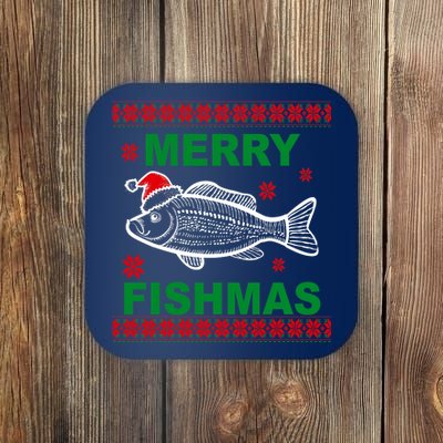 Merry Fishmas Ugly Christmas Coaster