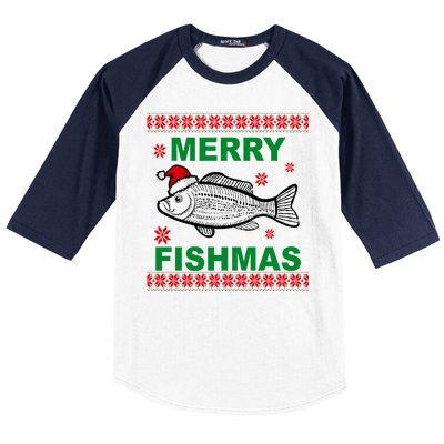 Merry Fishmas Ugly Christmas Baseball Sleeve Shirt