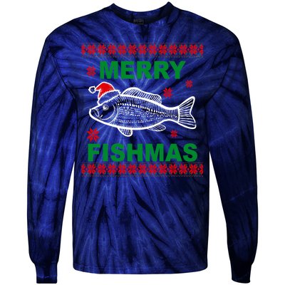 Merry Fishmas Ugly Christmas Tie-Dye Long Sleeve Shirt