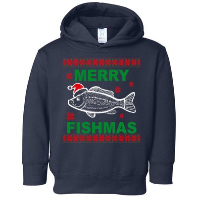 Merry Fishmas Ugly Christmas Toddler Hoodie