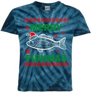 Merry Fishmas Ugly Christmas Kids Tie-Dye T-Shirt