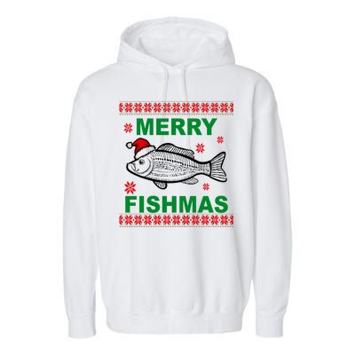 Merry Fishmas Ugly Christmas Garment-Dyed Fleece Hoodie