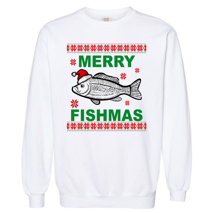 Merry Fishmas Ugly Christmas Garment-Dyed Sweatshirt