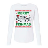 Merry Fishmas Ugly Christmas Womens Cotton Relaxed Long Sleeve T-Shirt