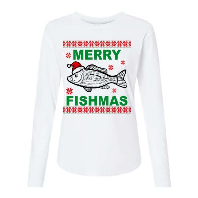 Merry Fishmas Ugly Christmas Womens Cotton Relaxed Long Sleeve T-Shirt