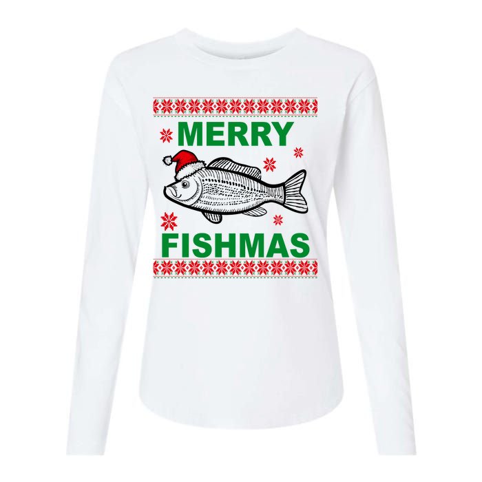 Merry Fishmas Ugly Christmas Womens Cotton Relaxed Long Sleeve T-Shirt