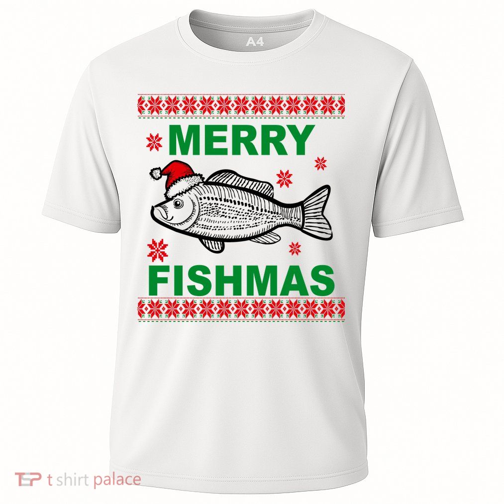 Merry Fishmas Ugly Christmas Cooling Performance Crew T-Shirt