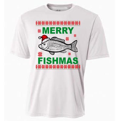 Merry Fishmas Ugly Christmas Cooling Performance Crew T-Shirt