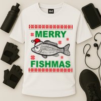 Merry Fishmas Ugly Christmas Cooling Performance Crew T-Shirt