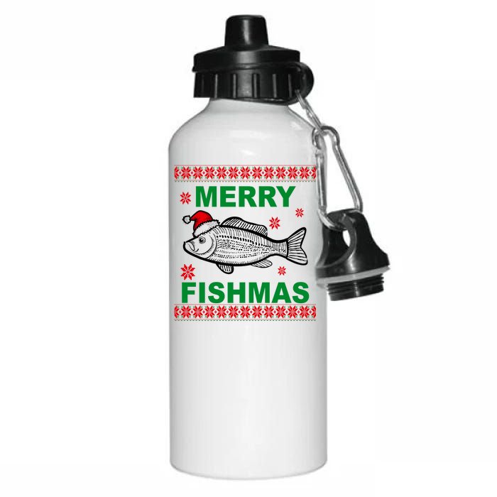 Merry Fishmas Ugly Christmas Aluminum Water Bottle