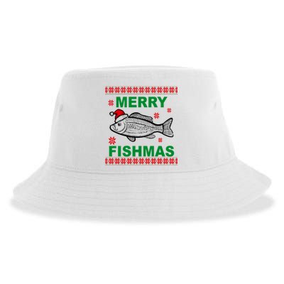 Merry Fishmas Ugly Christmas Sustainable Bucket Hat