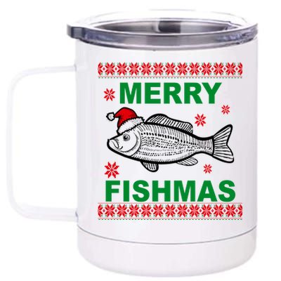 Merry Fishmas Ugly Christmas 12 oz Stainless Steel Tumbler Cup