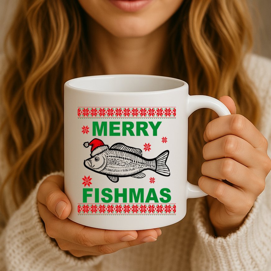 Merry Fishmas Ugly Christmas Mug