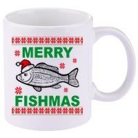 Merry Fishmas Ugly Christmas 11oz C Handle Ceramic Mug