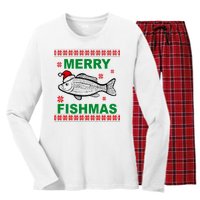 Merry Fishmas Ugly Christmas Women's Long Sleeve Flannel Pajama Set 