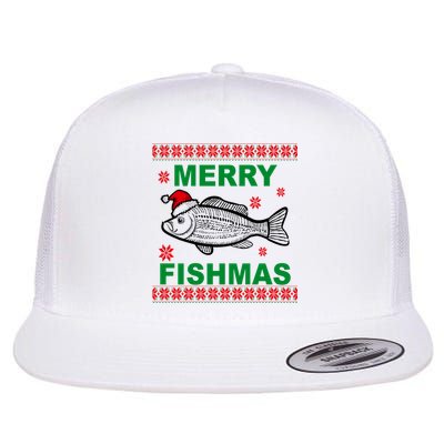 Merry Fishmas Ugly Christmas Flat Bill Trucker Hat