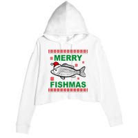 Merry Fishmas Ugly Christmas Crop Fleece Hoodie