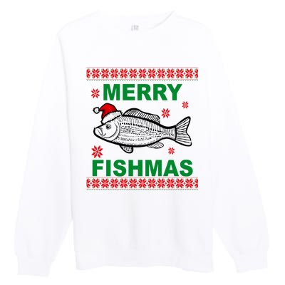 Merry Fishmas Ugly Christmas Premium Crewneck Sweatshirt