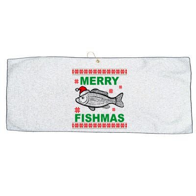 Merry Fishmas Ugly Christmas Large Microfiber Waffle Golf Towel