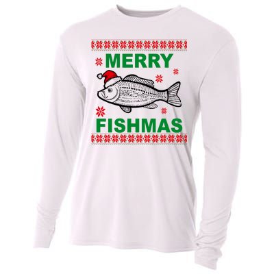 Merry Fishmas Ugly Christmas Cooling Performance Long Sleeve Crew