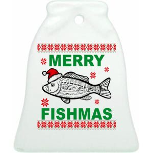 Merry Fishmas Ugly Christmas Ceramic Bell Ornament